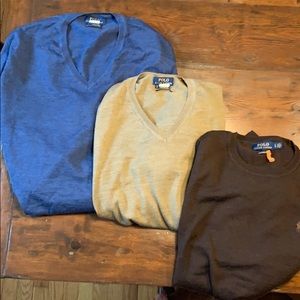 Set of 3 Ralph Lauren Wool Sweaters. Large